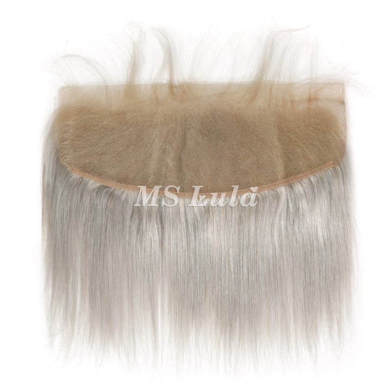 Silver Grey Virgin Hair Straight 13X4 Lace Frontal - 图片 2
